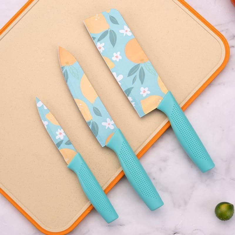 EnexBuy BloomEdge™ Floral Stainless Steel Knife Set (3-Pc)