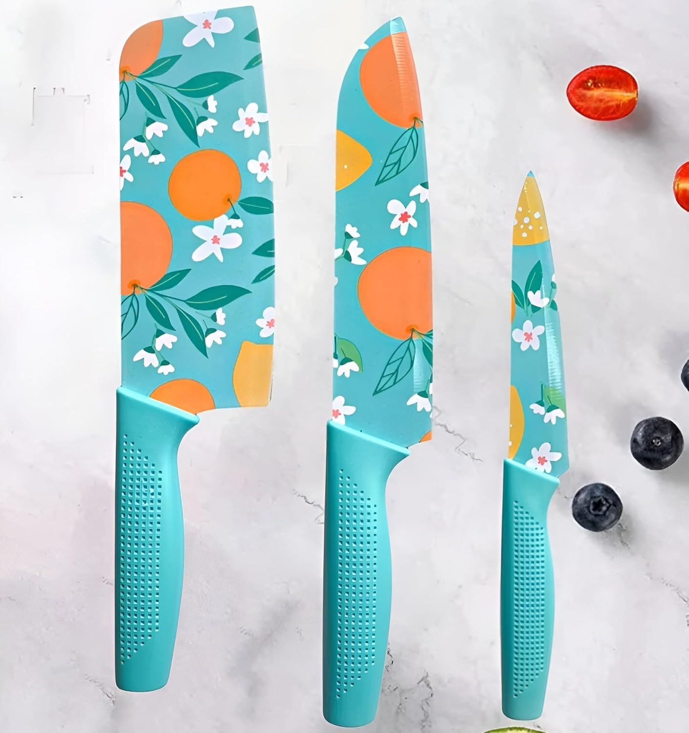 EnexBuy BloomEdge™ Floral Stainless Steel Knife Set (3-Pc)