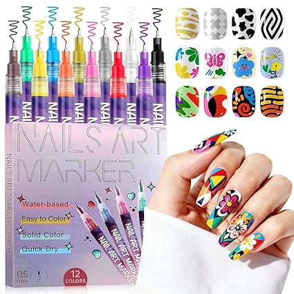 EnexBuy Signature™ Nail Art Pen Set (12 Shades)